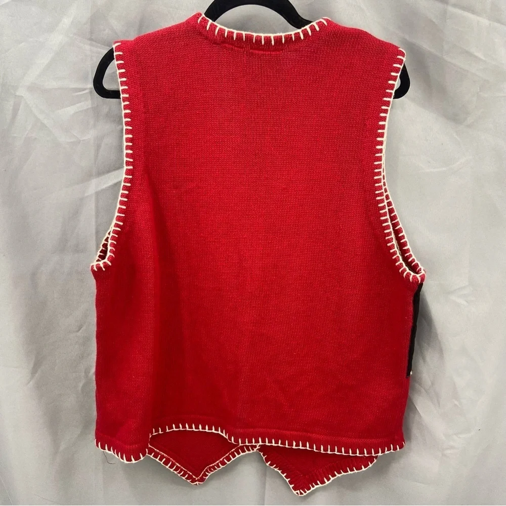 Vintage 90’s Red Plaid Knit Button Front‎ Dog Vest NWT Dead Stock Size 18/20